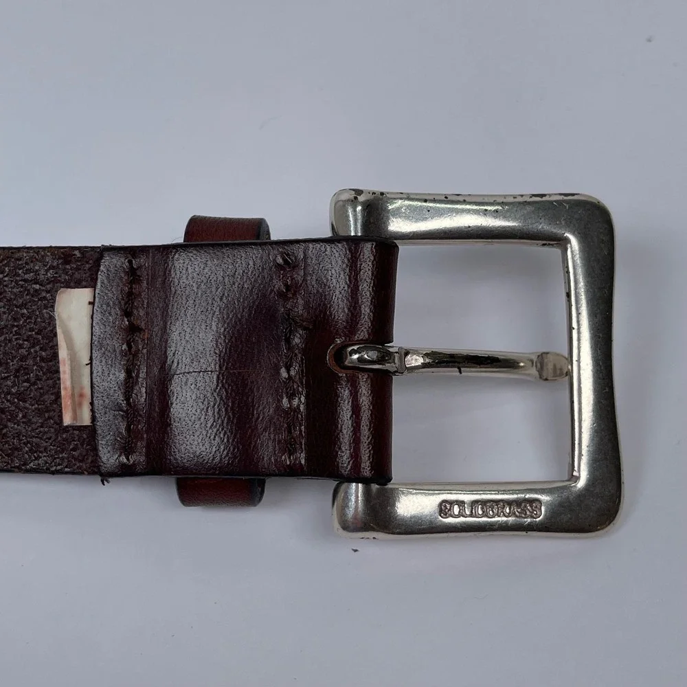 Vintage Gap Leather Belt Men M Brown Solid Brass Buckle Made in USA 90s Y2K